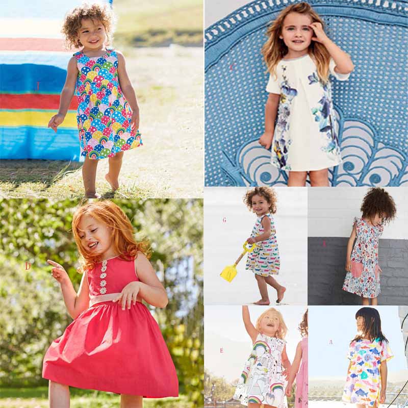 

9 style NEW ARRIVAL Little Maven girls Kids 100%Cotton Short Sleeve cartoon animals flowers dress causal summer girls dresses