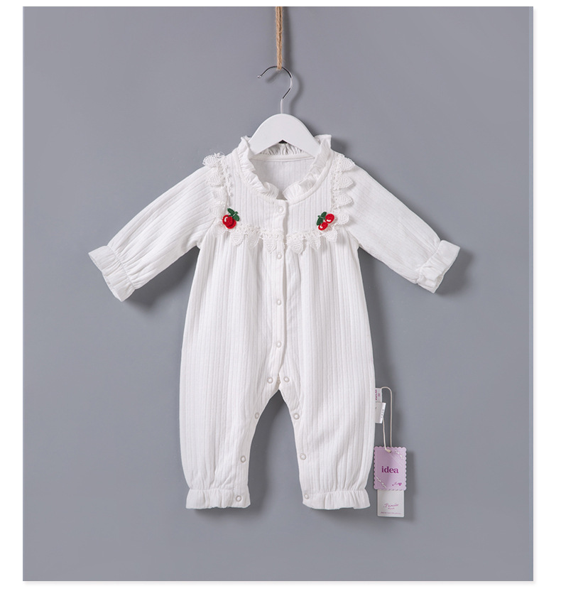 

INS hot styles New baby girl kids Clothing romper solid color long Sleeve cherry Romper Elegant romper 0-2T, Accept the size choose