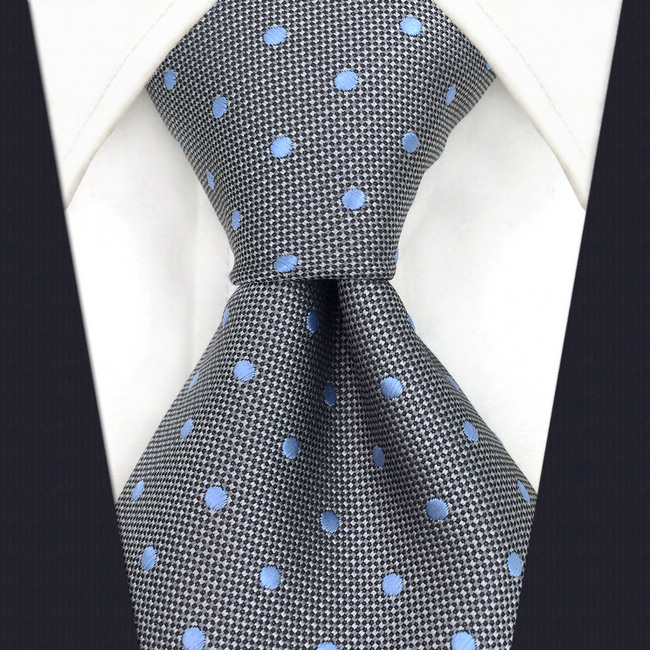 

D21 Grey Polka Dots Mens Necktie Silk Fashion Dress Extra long  63" Wedding Groom Novelty Ties for male Hanky