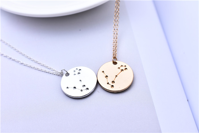 

30pcs Lucky Pisces Constellation Necklace Line Pattern Pisces Charm Coin Necklace Astrology Jewelry Zodiac Pendant Necklace Birthday Gift