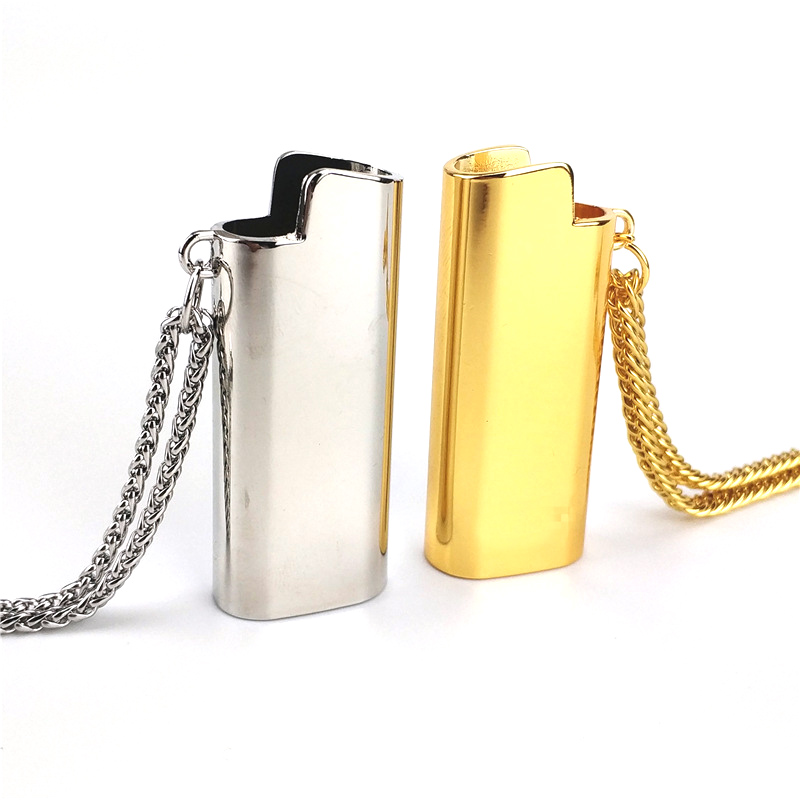3pcs / lot Mode Brand Briquet Collier Collier HiPhop Argent Or Couleur En Métal Cooper Pendentif avec logo NK0252