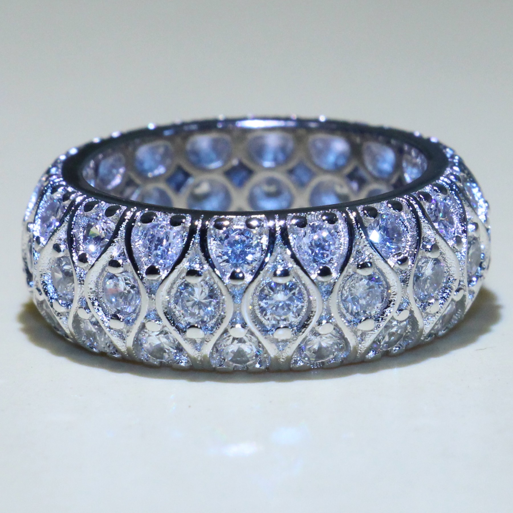 

Vintage Fashion Jewelry Fish Eyes Rings 925 Sterling Silver Fill High Quality Pave 5A Cubic Zirconia Wedding Band Circe Ring Set For Women