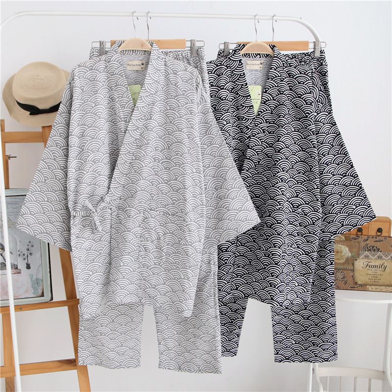 

Summer Cotton short sleeve pyjamas Men's Traditional Japanese kimono pajama sets Men Lounge Home Yukata Sleepwear Pajamas 050402