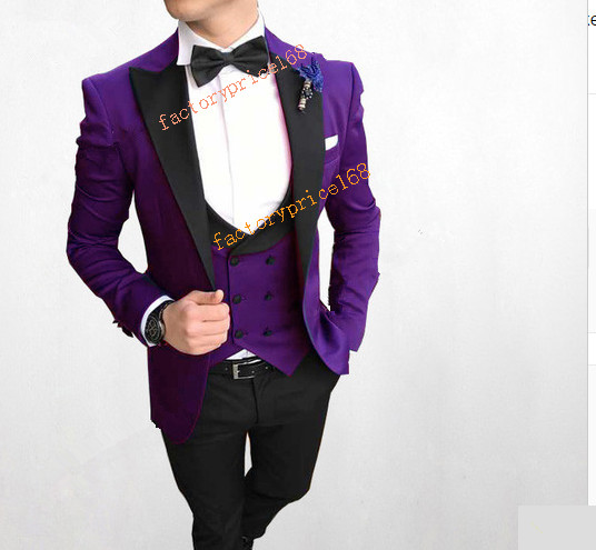 

2019 Ten colors to choose from Groomsmen Peak Black Lapel Groom Tuxedos Men Suits Wedding/Prom/Dinner Best Man Blazer(Jacket+Pants+Tie+Vest, Same as image
