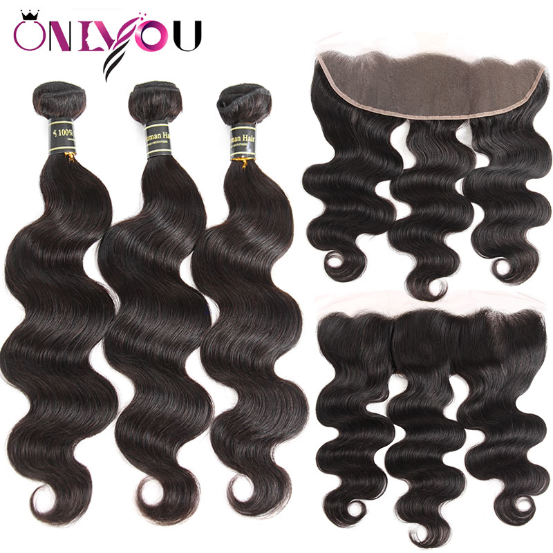 

Raw Indian Virgin Hair Body Wave Human Hair Bundles with Frontal Unprocessed Remy Human Hair Weaves bundles with Lace Closure Ear to Ear