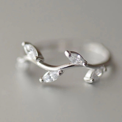 

Sterling Silver Rings for Women (Zircon Olive Branch Opening Ring) Simple Engagement Rings 2018 Hot Sale