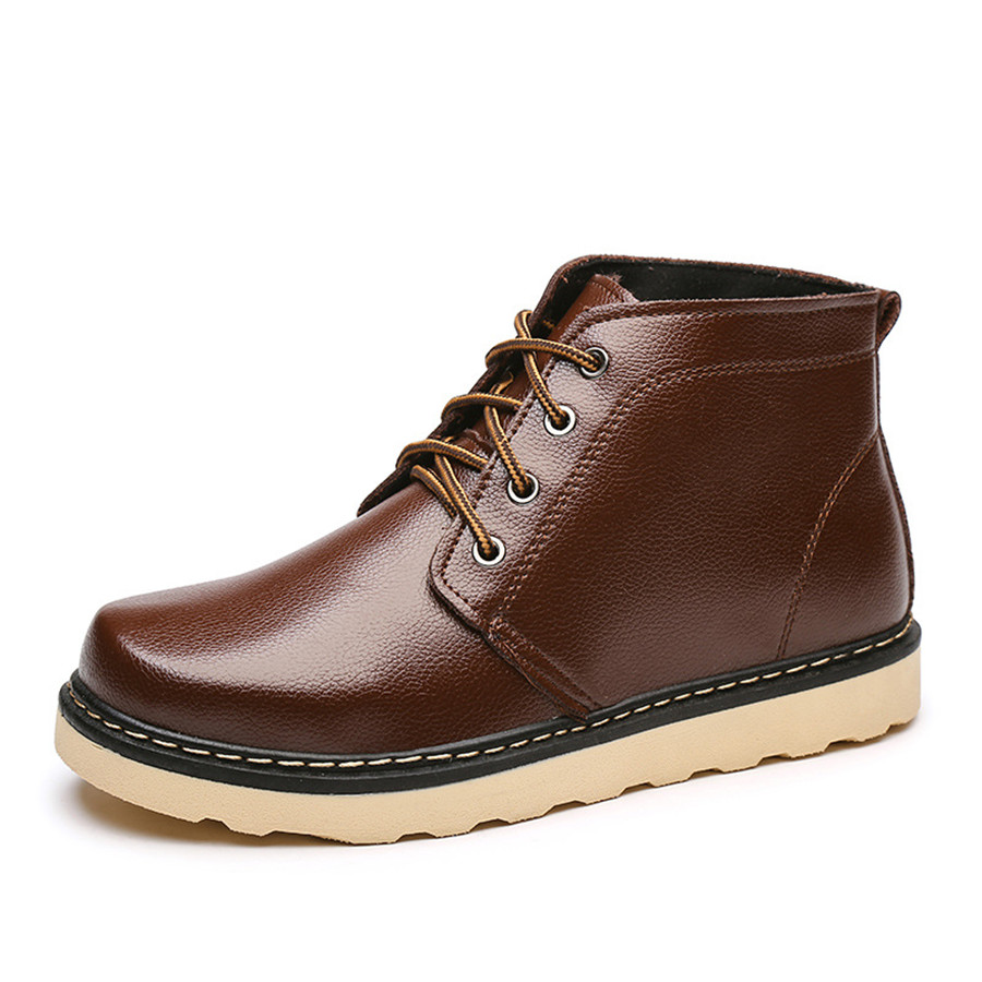 2018 autumn and winter new men's large size short boots short plush round head cotton shoes tooling tide male 39-44