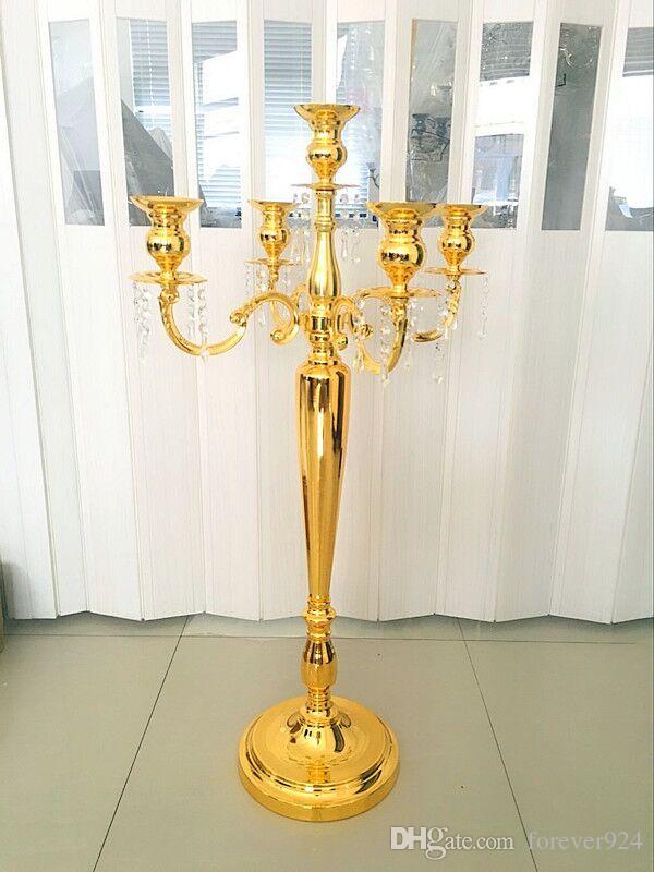 

Wholesale cheap wedding candelabra 5-arms metal candle holder stand 75cm tall candelabrum table centerpiece decoration home party decor