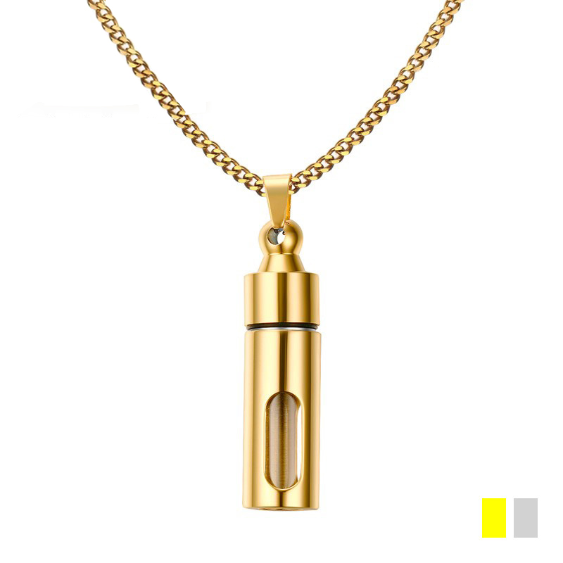 

Fashion Perfum Essential Oil Diffuser Necklace 43MM Glass Inside Stainless Steel Open Gold Plated Cuban Link Chain Locket Mens Necklace