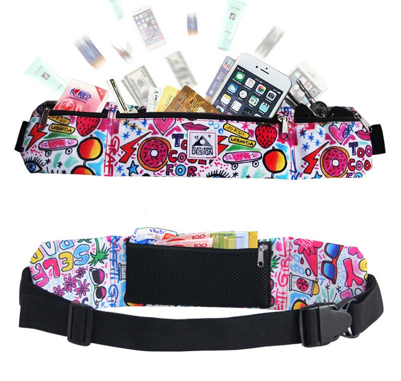 

2pcs Running Waist Bag for Men Women Oxford mix color Sport Waist Packs Waterproof Mobile Phone Outdoor Bag Travel Pocket, Multi