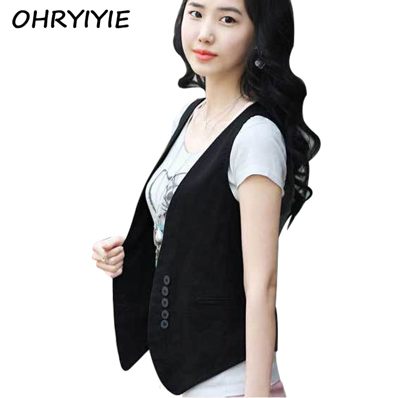 

OHRYIYIE Women Vest Wardrobe Waistcoat 2017 New Women' Slim Coon Vest Fashion Female Sleeveless Jacket Coat colete feminino, Black