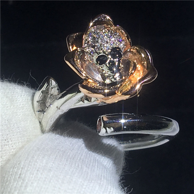 

Fashion Punk Skull ring Pave setting zircon Cz Rose & White Gold Filled Party wedding band rings for women Men Jewelry Gift