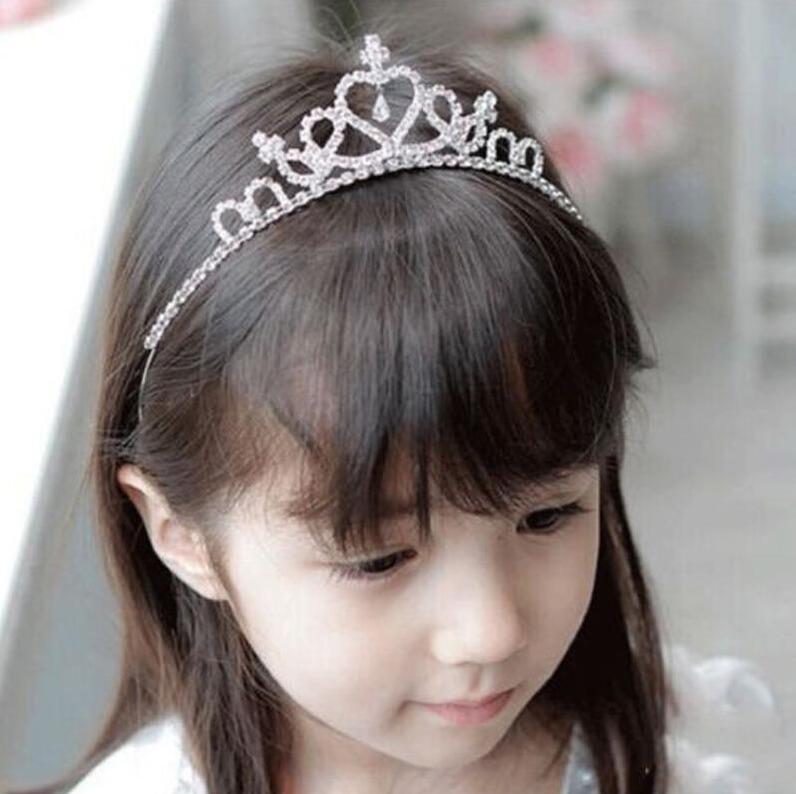 

Wedding Party Kids Girls Hairpin Princess Crown Silver Crystal Hair Hoop Jewelry Diamond Tiara Headband Hair Accessories