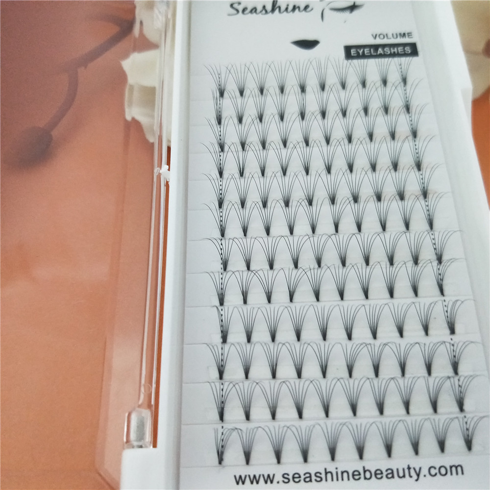 

Seashine free shipping handmade 6D short stem pre fanned eye lashes russian volume individual false eyelash extension manufacturer