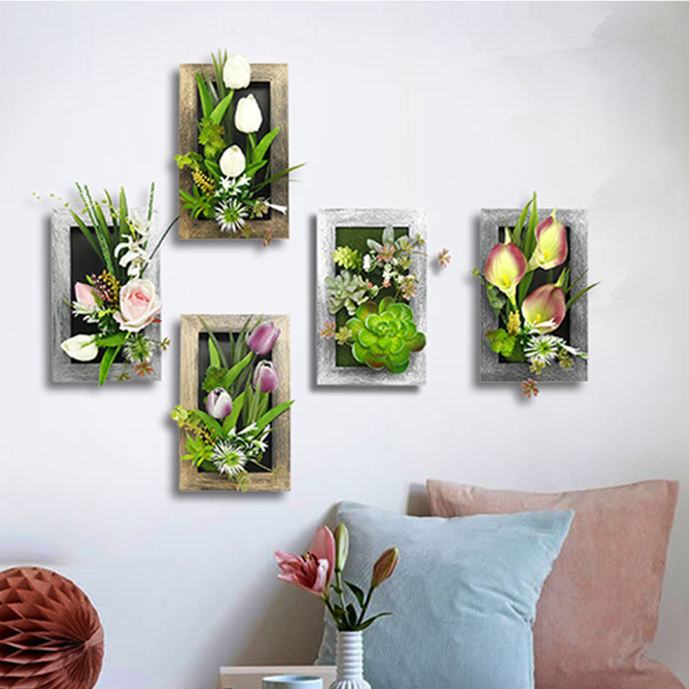 2019 3d Artificial Plants Decoration Stereo Artificial Flowers Wall Sticker Vintage Decorations Fake Plants Wall Art Decor With Frame From Igarden002