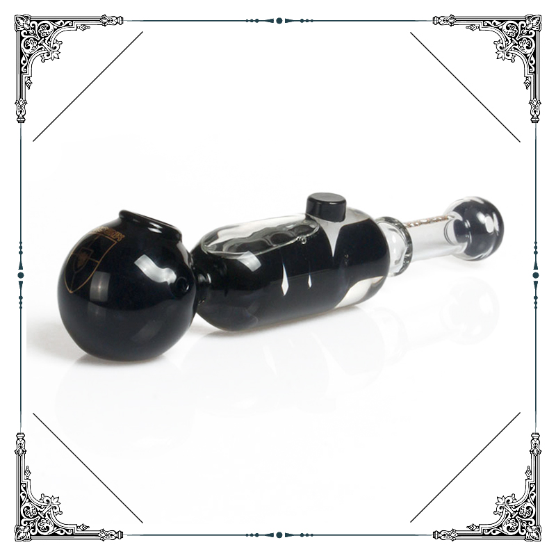 

Hot sale 9.5 inches Phoenix glass spoon pipe black freezable coil glass smoking pipe with glycerin coil hand tobacco pipe free shipping