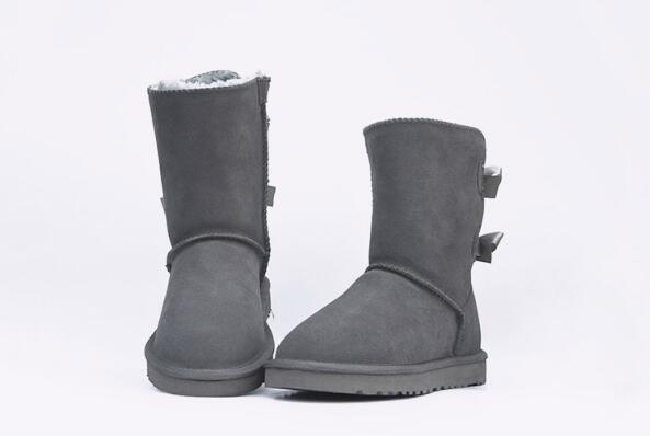 

Top Hot Sale New Fashion Australia classic low winter boots real leather Bailey Bowknot women's bow snow boots, Black