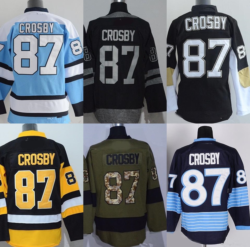 

Factory Outlet Men' #87 Sidney Crosby Grey Blue Green Black Yellow White Best Quality ice hockey jerseys free shipping, #87 yellow black