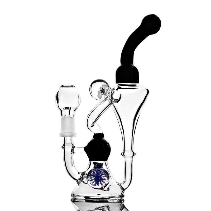 

7.8 inchs Tall Hookahs Pink Bong Recycler Dab Rigs Glass Water Bongs Smoke Wax Pipes Beaker Bong wITH 14mm Bowl