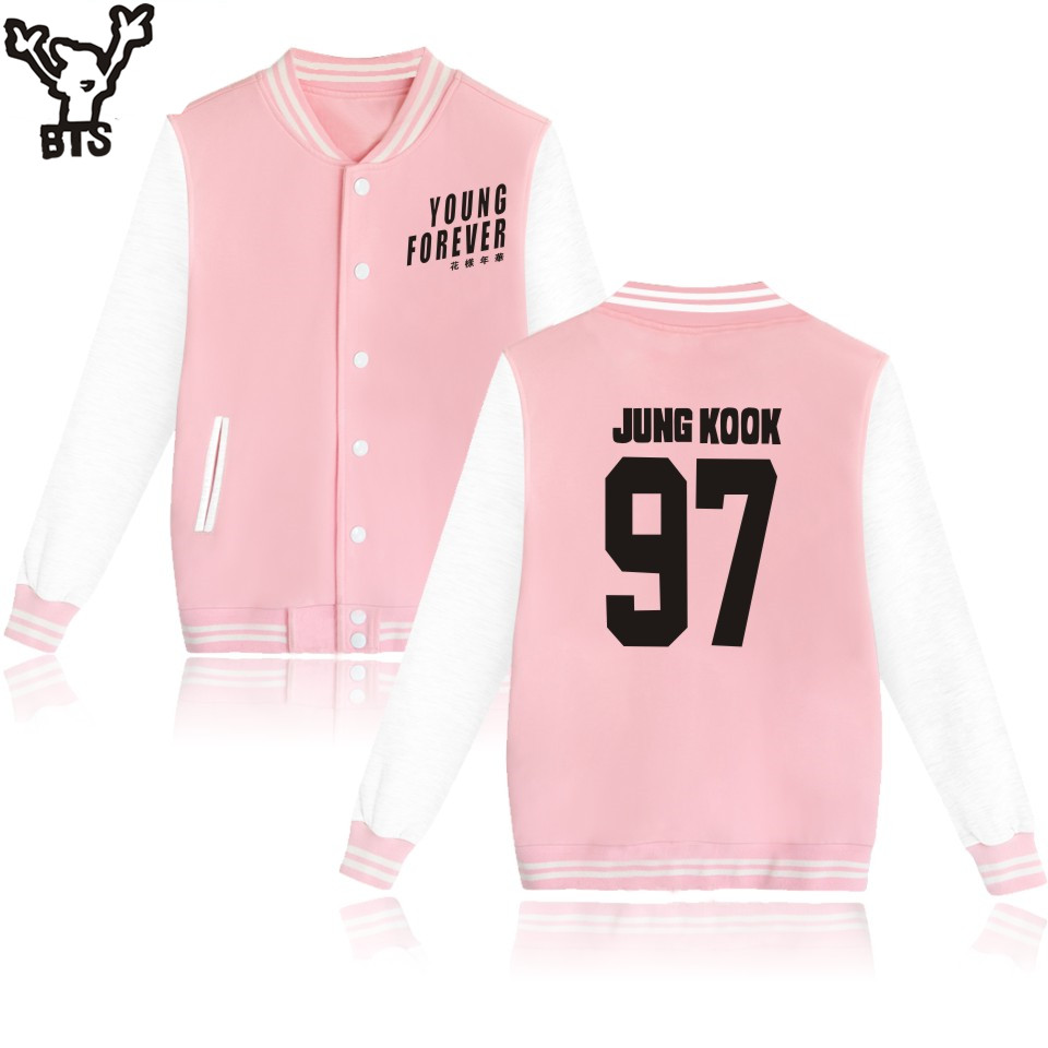 DHSPKN Kpop BTS Signature Baseball Jacket Love Yourself Hooded Sweatshirt Jungkook Jimin RM Suga Sweater Coat
