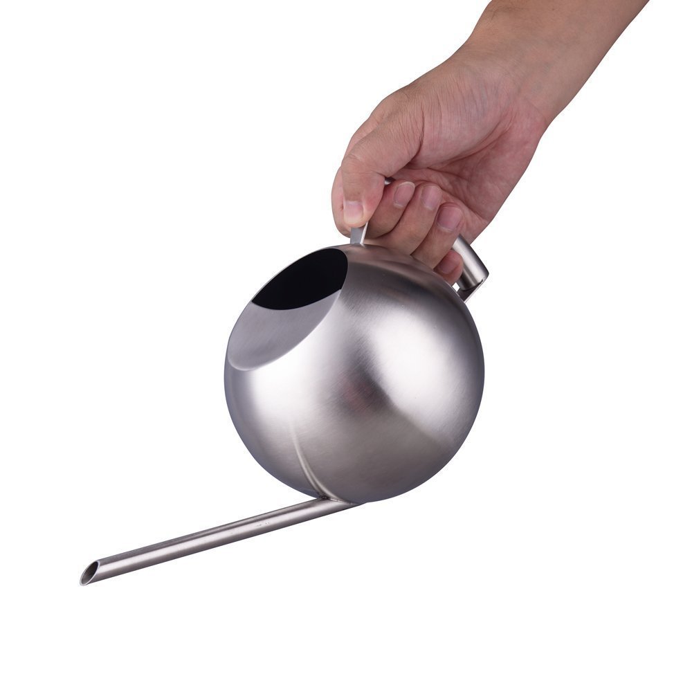 Watering Cans for Plants Long Spout Round shaped SUS304 Stainless Steel Garden Flower Pot 1.2lMaterial: 18/8 SUS304 stainless steel construc-image-409325440