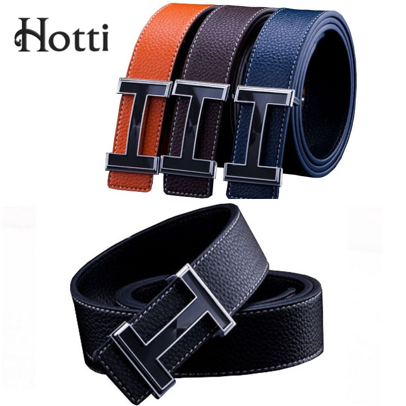 

[Hotti] Brand 2017 New Arrival Luxury H Brand Men Designer Belts Women High Quality Male Casual Genuine Real Leather H Buckle, Black;brown