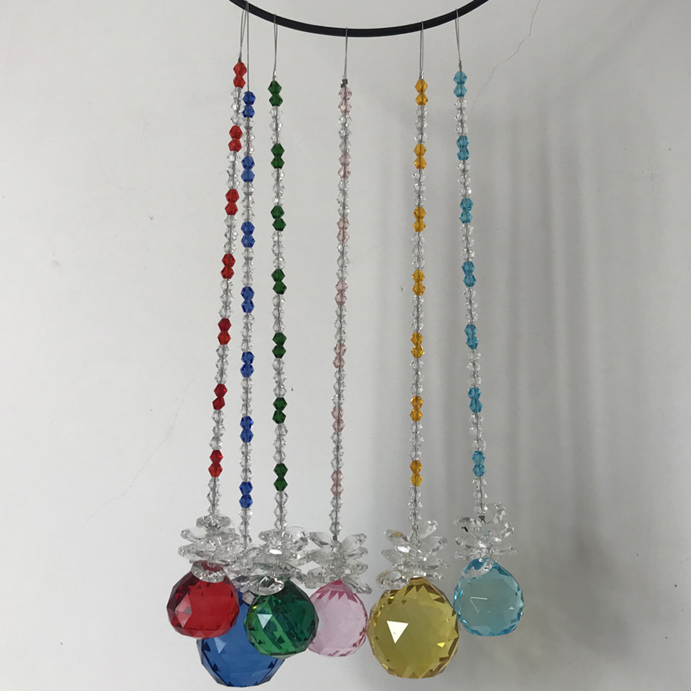 

6PCS Rainbow Suncatcher Hanging Feng Shui Crystal Prisms Pendulum Car Reaview Mirror Pendant Christmas Decor W086