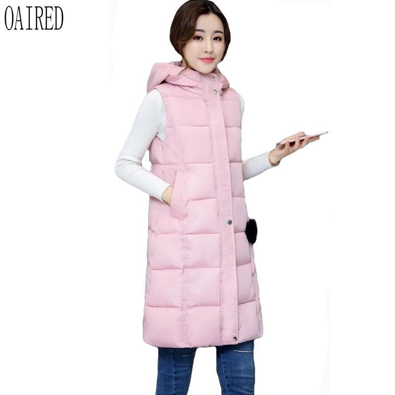 

OAIRED Spring And Autumn Vest Women Clothing 2018 New Coat Women Waistcoat Long Slim Hooded Vests Female Outerwear Black