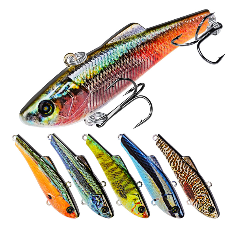 New Bionic ABS Plastic Fish With Fin Fishing lure Hooks 7g 7cm Lipless VIB Wobbler Swimbaits Bass Crankbait-image-426684320