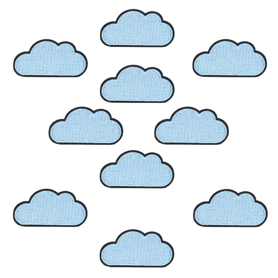 

10 pcs Cloud patches badges for clothing iron embroidered patch applique iron sew on patches sewing accessories for DIY clothes, Black