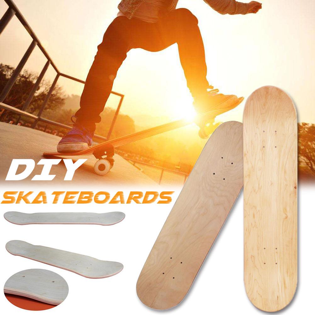 planche de skateboard en /érable haute /élasticit/é /à 8 couches enfants planche de skate naturelle peinte /à la main blanche Planche /à Roulettes Planche de skateboard 8 po for adultes double concave