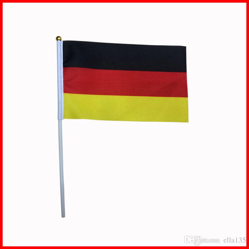 14*21 cm Germany flag with plastic pole and round head,100% polyester flag,small size country flag 100CPS/LOT-image-421742812