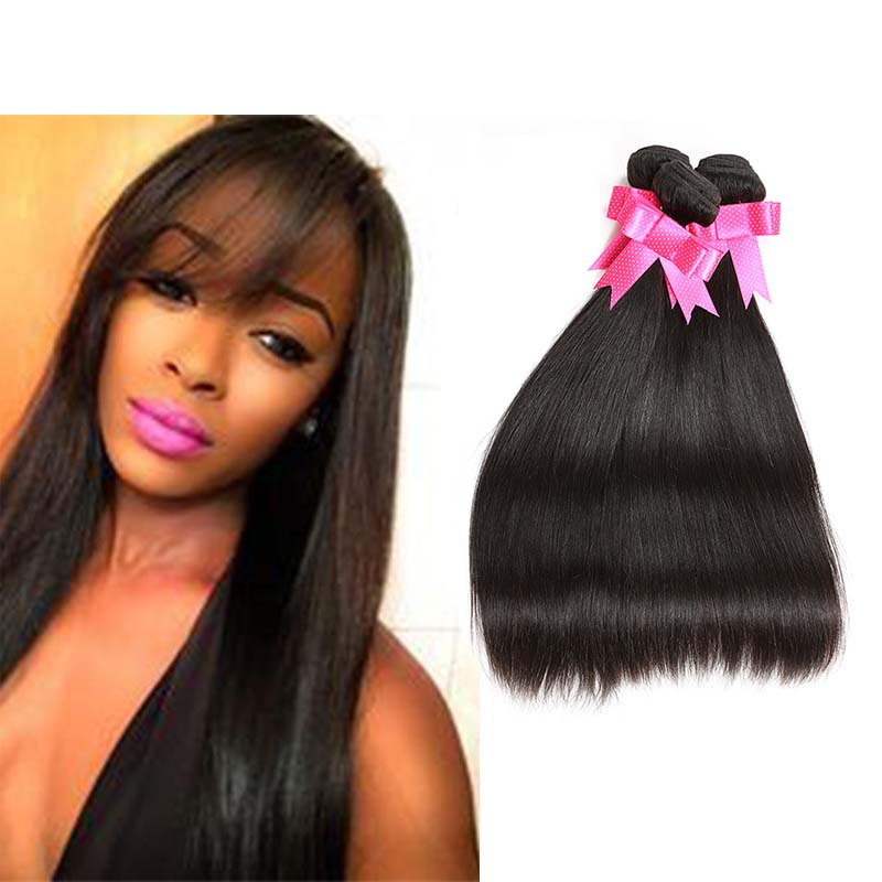 

Malaysian Virgin Hair Straight 3 Bundles Unprocessed Malaysian Straight Human Hair Weaves Extensions Natural Colour 12-24 Inch Mix Length, Natural color