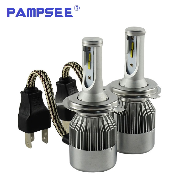 

PAMPSEE C6F CSP Chip Led Headlight Bulb H7 H4 H11 72W 7600LM Turbo Fan Cool White 6k Truck Replacement Kits LED Headlamp Bulb