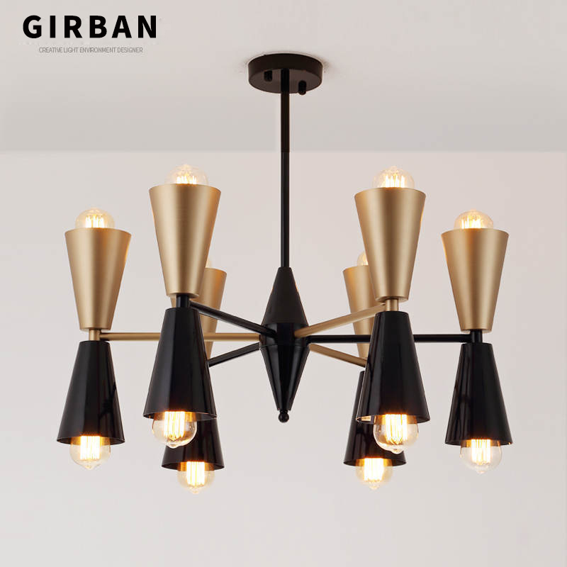 

Modern Pendant Light Living Room Bedroom Hanging Lamp 6 Lights E27 LED Pendant Lighting Gold and Black Color