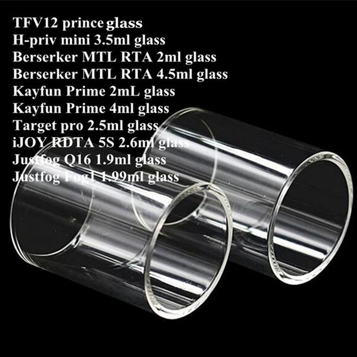 

TF12 prince H-priv min Berserker MTL RTA Kayfun Prime Target pro iJOY RDTA 5S Justfog Q16 Fog1 Tank Pyrex Replacement Glass Tube DHL