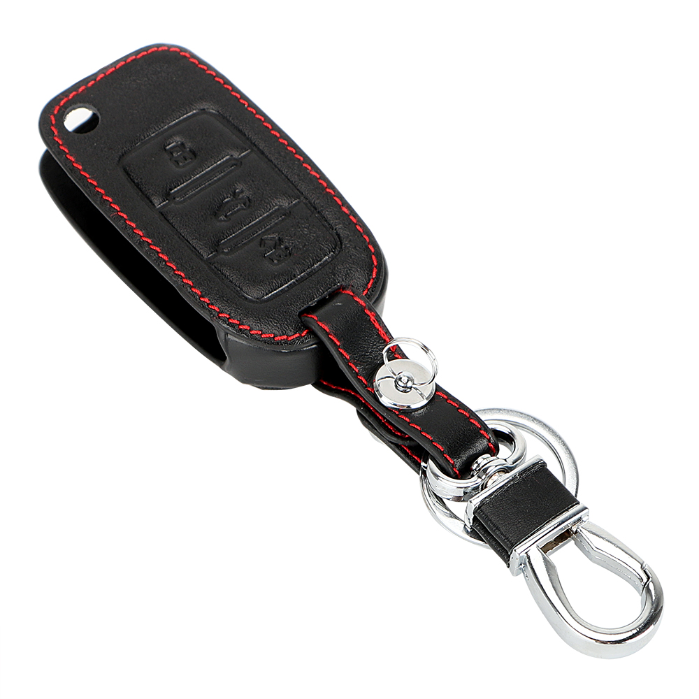 

Leather Car Key Case For Volkswagen Jetta MK6 Tiguan Passat Golf POLO CC Bora Car Remote Control Key Cover Automobiles Keychain, Black