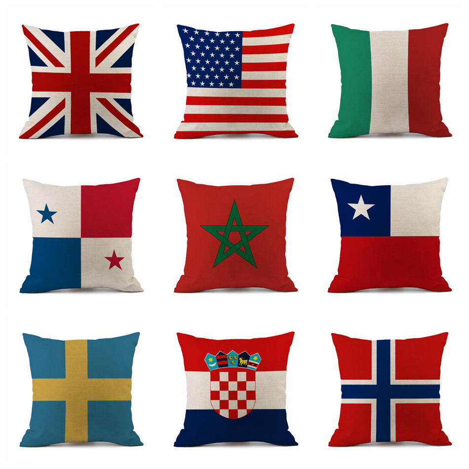 

Pillow Case 45*45cm 2018 Russia World Cup Home Decor National Flag Throw Cushion Cover Soccer Pillow Covers Seat Cushions OOA5003