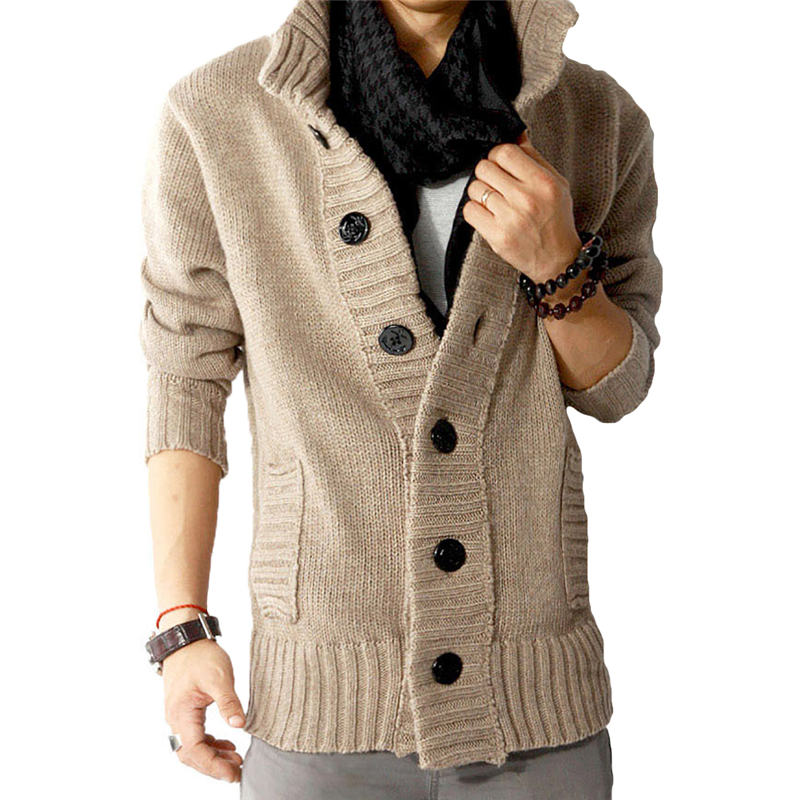 

Men's Sweaters Sale Mens Casual Slim Fit Cardigan Thick Button Knitted Shawl Collar Sweater, Black