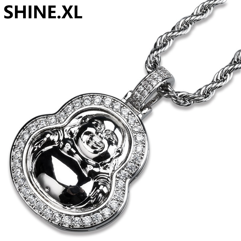 

Hip Hop Jewelry Chain Gold Silver Color Plated Maitreya Pendant Necklace Iced Out CZ Stone Gold Chians for Women Men Jewelry