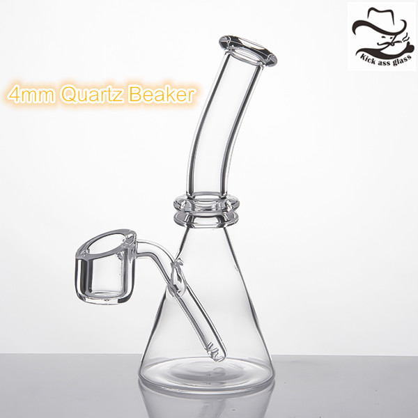 

4mm Quartz Beaker 5 Inches Quartz Beaker with Bend Oblique Individual Black Box Water Pipe Glass Mini Bongs Dab Rig 343