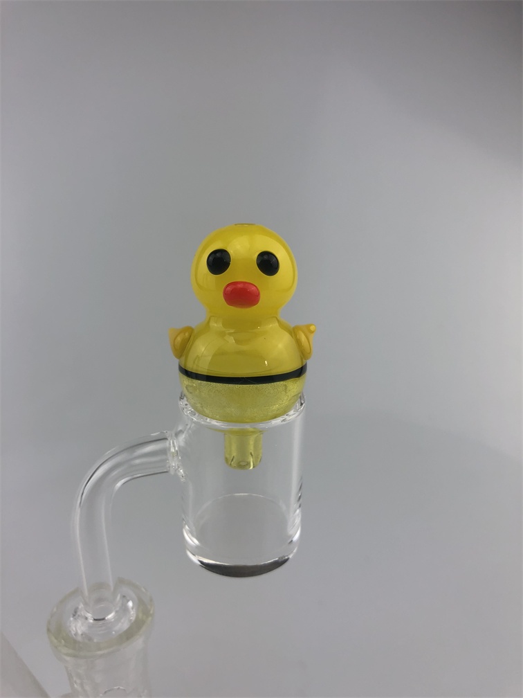 

Other smoking sets pipe super cute yellow duck glass cap top hole Shi Ying stick nail frosted polished 14mm joint