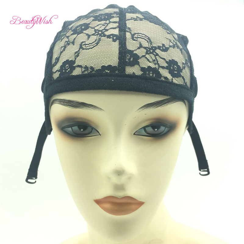 

5 Pcs/Lot Double Lace Wig Caps For Making Wigs And Hair Weaving Stretch Adjustable Wig Cap Hot Black Dome Cap For Wig Hair Net