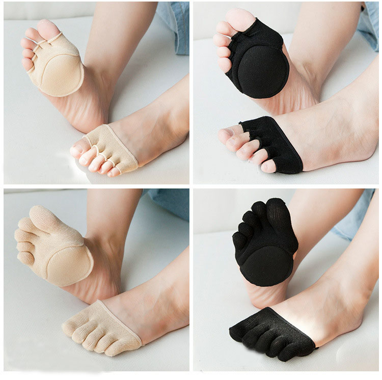 

Women toes cap half or full toes protection seasons breathable socks silicone gel padded toes guard cover black khaki