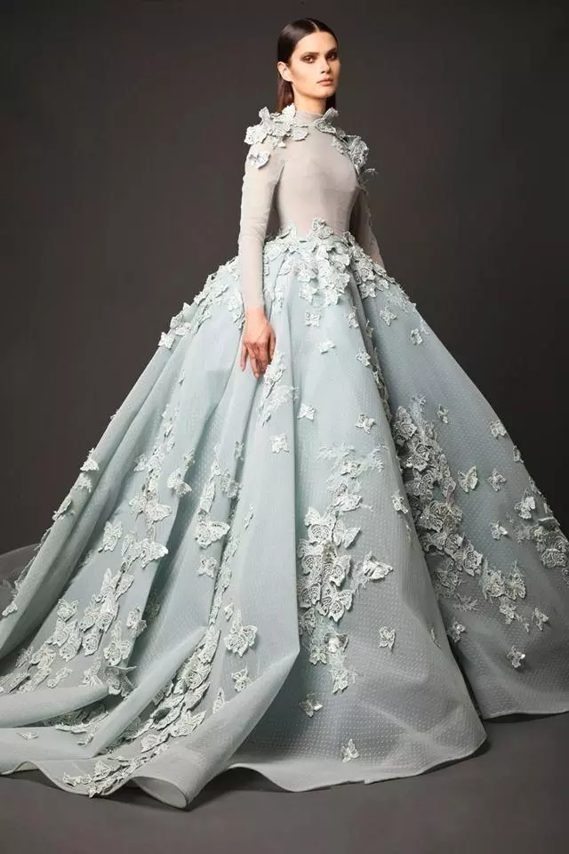 

High Neck Evening Dresses Elie Saab Latest Appliques Beaded Arabic Party Dress Long Sleeves Vintage Red Carpet Celebrity Custom Prom Gowns, Light yellow