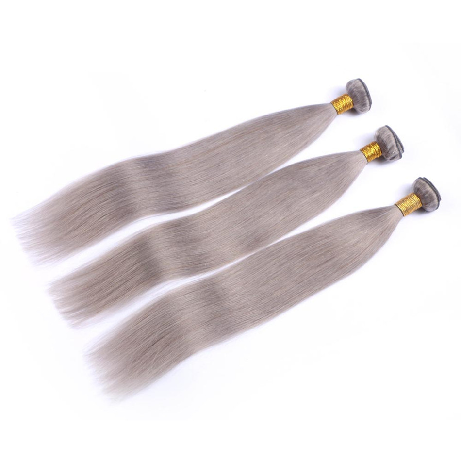 

ELIBESS HAIR-Grey Human Hair Bundles 100g/pcs 3 bundles /lot Silver Grey Human Hair Weft