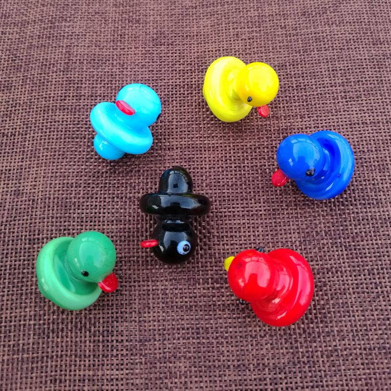 

Cartoon Duck Shape Carb Cap Colorful Glass Cap Cute Dome Carb Caps For Quartz Banger Nails Glass Water Pipes Smoke Accessories