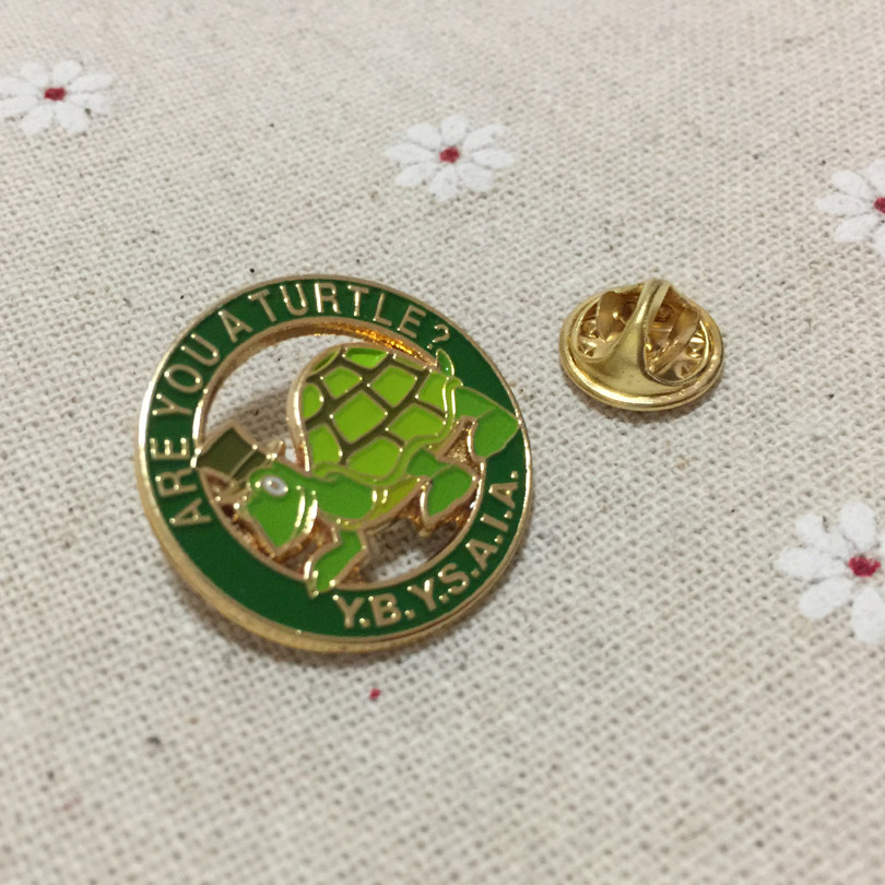 

50pcs Are you a turtle Y.B.Y.S.A.I.A. Freemason metal craft custom masonic lapel pin green brooches badges for masonry charity, Gray