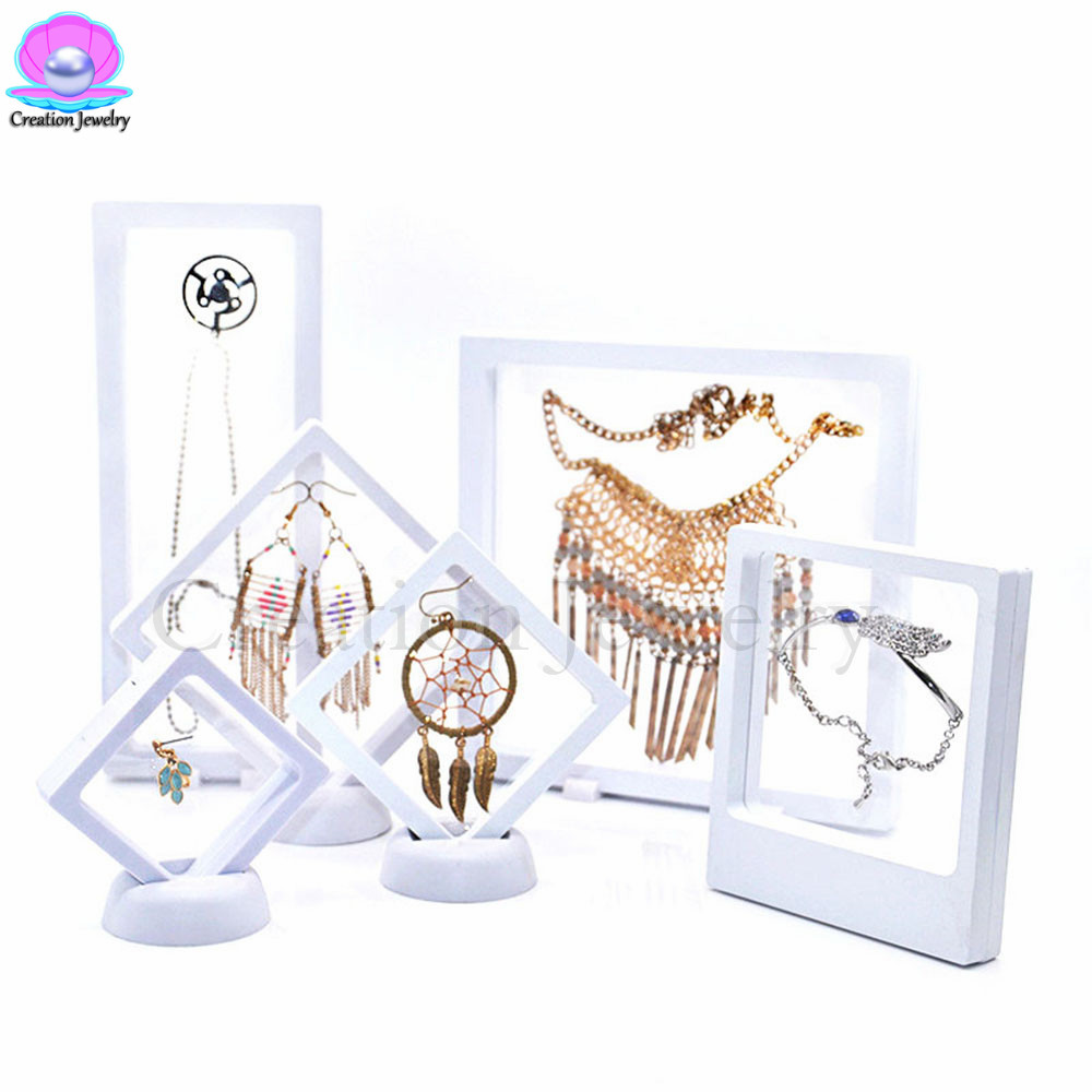 3D White Floating Jewelry Display Frame Acrylic High Quality Black Transparent Necklace Earrings Dispaly Stands For Dispalying Tools-image-414666500