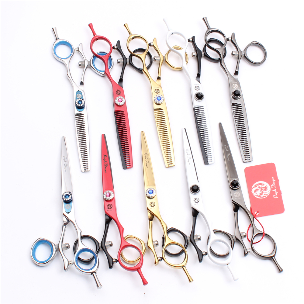 

2Pcs 5.5'' 440C Purple Dragon Swivel Handle Cutting Thinning Scissors Hairdressing Salon Style Tools Professional Human Hair Scissors Z9019